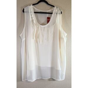NWT Avenue Studio Plus 30/32 Ivory Sleeveless Top Layered Blouse